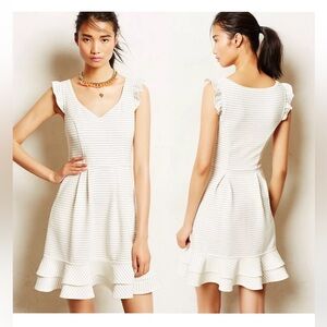 Anthropologie Maeve Sunland Striped V Neck
Flutter Ruffle Sleeve Knit Dress 4